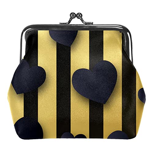 Valentinstag Gelb Schwarz Liebe Herz Streifen Geldbörsen Geldbörsen Vintage Beutel Taschen als Geschenk von Lsjuee