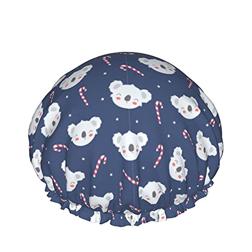 Weihnachts-Cartoon-Figur Koala, wiederverwendbar, elastisches Bad, wasserdichte Duschhaube für Damen, Kappen für Mädchen, Spa, Heimgebrauch, Hotel und Friseursalon von Lsjuee
