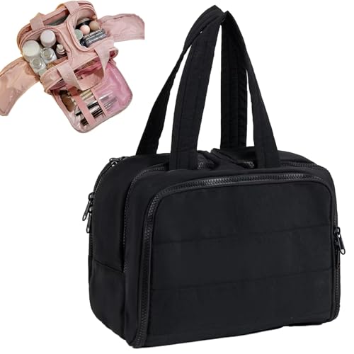 Lssnitav TravelFree Kulturbeutel, große Kapazität, weit geöffnete Reise-Kosmetiktasche, 4-in-1 multifunktionale, leichte Make-up-Taschen für Damen, Schwarz , Casual Lssnitav TravelFree Kulturbeutel, große Kapazität, weit geöffnete Reise-Kosmetiktasche, 4-in-1 multifunktionale, leichte Make-up-Taschen für Damen, Schwarz , Casual von Lssnitav