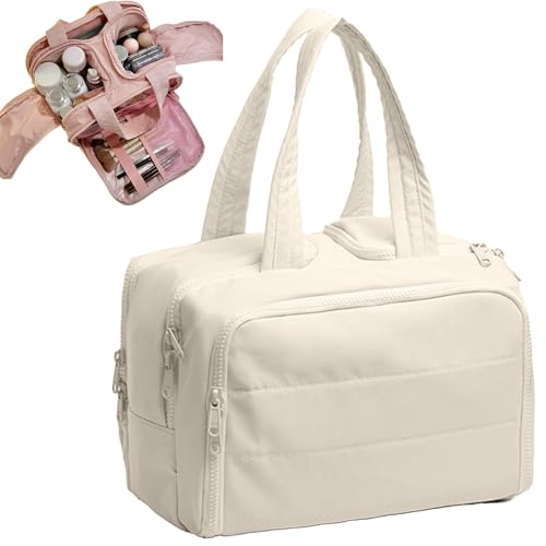 Lssnitav TravelFree Kulturbeutel, große Kapazität, weit geöffnete Reise-Kosmetiktasche, 4-in-1 multifunktionale, leichte Make-up-Taschen für Damen, weiß, Casual Lssnitav TravelFree Kulturbeutel, große Kapazität, weit geöffnete Reise-Kosmetiktasche, 4-in-1 multifunktionale, leichte Make-up-Taschen für Damen, weiß, Casual von Lssnitav
