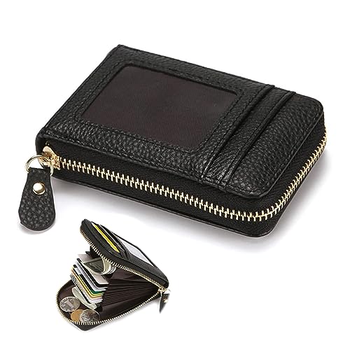 Ltsbaed kartenetui mit reißverschluss, Kreditkartenetui Leder Visitenkartenetui, Reißverschlussetui, Kartenetui mit Münzfach, Bargeld Geldbeutel Portemonnaie für Damen und Herren mit RFID NFC Schutz von Ltsbaed