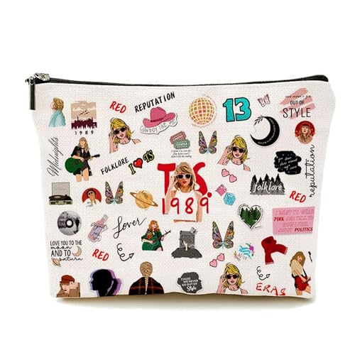 Ltsbaed wasserdichte Make-up-Taschen, Multifunktions Schminktasche für Handtasche, Tragbare Reise Kosmetiktasche, Personalisierte Kosmetikkoffer, Cosmetic Bag für Damen und Mädchen Music Lover Fans von Ltsbaed