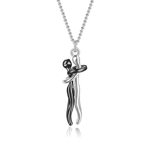 LuBHnna Paar Umarmung Anhänger Halskette, 925 Sterling Silber Love Style Paare Umarmung Halskette Charme Schmuck Geschenk für Frau Mädchen Mutter Tochter von LuBHnna