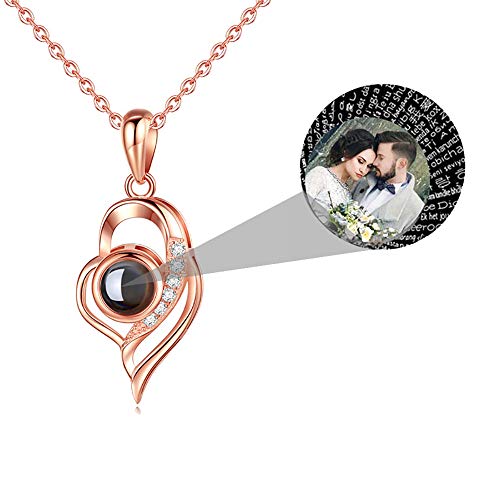 LuBHnna Projektionskette Ich Liebe Dich in 100 Sprachen Individueller Name und Foto Anhänger Halskette 925 Sterling Silber Personalisierter Schmuck für Frauen von LuBHnna