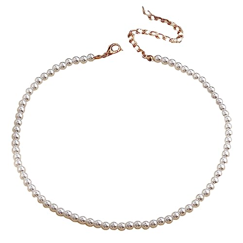 1 Packung Damen-Perlenketten, kurze runde Kunstperlenketten, Herren-Perlenketten, Braut-Hochzeits-Perlenweiß-Halsketten von LuLiyLdJ