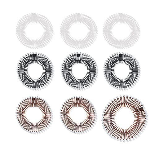 9 Stück runde elastische Kämme, 3 Farben elastische runde Plastiktüten-Bohrkämme, Stirnband-Frauen-Vollrund-Haarkämme für Mädchen und Frauen von LuLiyLdJ