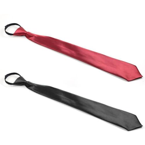 LuLiyLdJ 2 Stück Krawatten für Herren, Krawatte Schwarz, Krawatten Set, Krawatte mit Gummizug, Herren Krawatte (Schwarz + Rot) von LuLiyLdJ