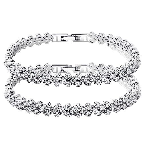 LuLiyLdJ 2er-Pack Damen-Kettenarmbänder, Damenarmbänder, funkelnde Freundschaftsarmbänder von LuLiyLdJ
