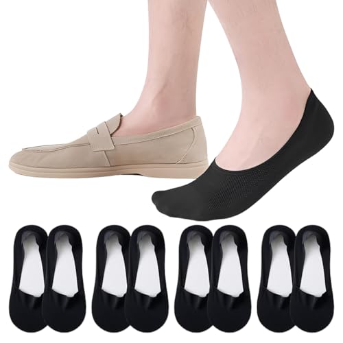 LuLiyLdJ 4 Paar Füßlinge Herren Rutschfestes Silikon und Atmungsaktives Mesh Sommer Sneaker Socken Leichte und Dünne Unsichtbare Freizeitsocken Elastische Footies von LuLiyLdJ