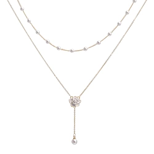 LuLiyLdJ Collier Damen, Perlen-Kamelien-Halskette, 1 Stück von LuLiyLdJ