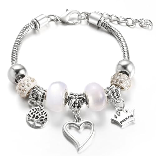 LuLiyLdJ Damen Armband Edelstahl Gliederarmband mit Perlen und Kristall Anhänger bettelarmband anhänger von LuLiyLdJ