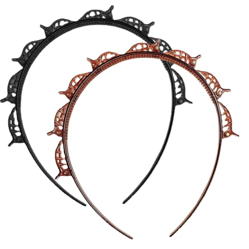 LuLiyLdJ Frisurenhilfe Haarreif mit Klammern, Bangs Hairstyle Hairpin, Haarnadeln Friseurbedarf, Stirnband Haarhalter Haarschmuck Haarband,Haarband mit Clips, Twist Clip Stirnband, 2 Stück von LuLiyLdJ