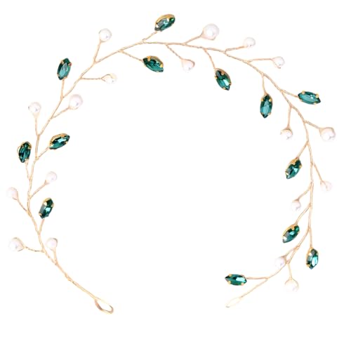 LuLiyLdJ Haarschmuck Grün Kopfschmuck Gold Haar Schmuck Haarschmuck Hochzeit Gold Haarkranz Hochzeit Blumenschmuck Haare für Brautjungfer und Blumenmädchen von LuLiyLdJ