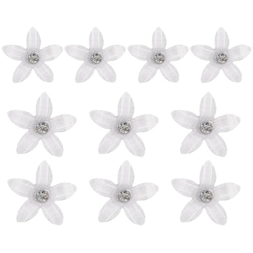 LuLiyLdJ Haarschmuck Hochzeit, Haarschmuck Mädchen, Weiße Kleine Blumen-Haarspangen, Mini-süße Strass-Metall-Haarnadeln für Frauen, Braut-Haarspangen für Mädchen, Hochzeit, Haarschmuck, 10 Stück von LuLiyLdJ