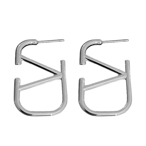 LuLiyLdJ Ohrringe Damen, Geometrische Ohrringe mit silbernen Buchstaben, 2 Stück von LuLiyLdJ