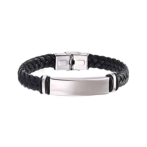 LuLiyLdJ Personalisierte Armbänder für Herren und Damen, Armbänder, echtes Leder, Edelstahl-Anhänger, gewebter Schmuck, Geschenke für Väter und Mütter von LuLiyLdJ