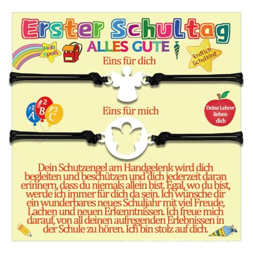 LuLiyLdJ Schutzengel Armband Silbernes Handgefertigtes Glücksbringer Armband mit Metall Engel Anhänger für Frauen Mädchen Familie Beste Freunde Geburtstag Schmuck Geschenk, 2 Stück von LuLiyLdJ