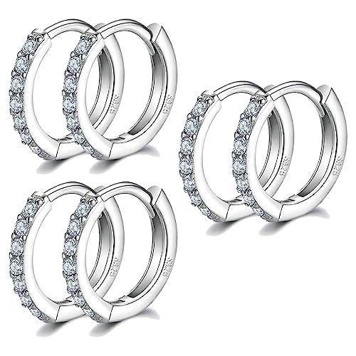 LuLiyLdJ Set aus 3 Paar Creolen, silberne Damenohrringe, kleine Creolen für Frauen, kleine schlafende Creolen, hypoallergene Ohrringe, von LuLiyLdJ