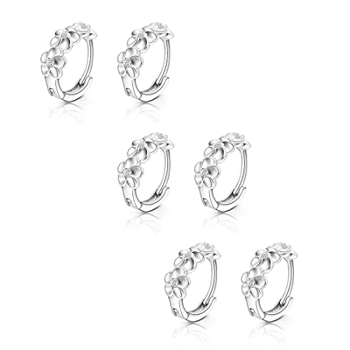 LuLiyLdJ Silberne Creolen Damenohrringe, 3 Paar, 13mm Hypoallergene Kleine Zum Schlafen von LuLiyLdJ