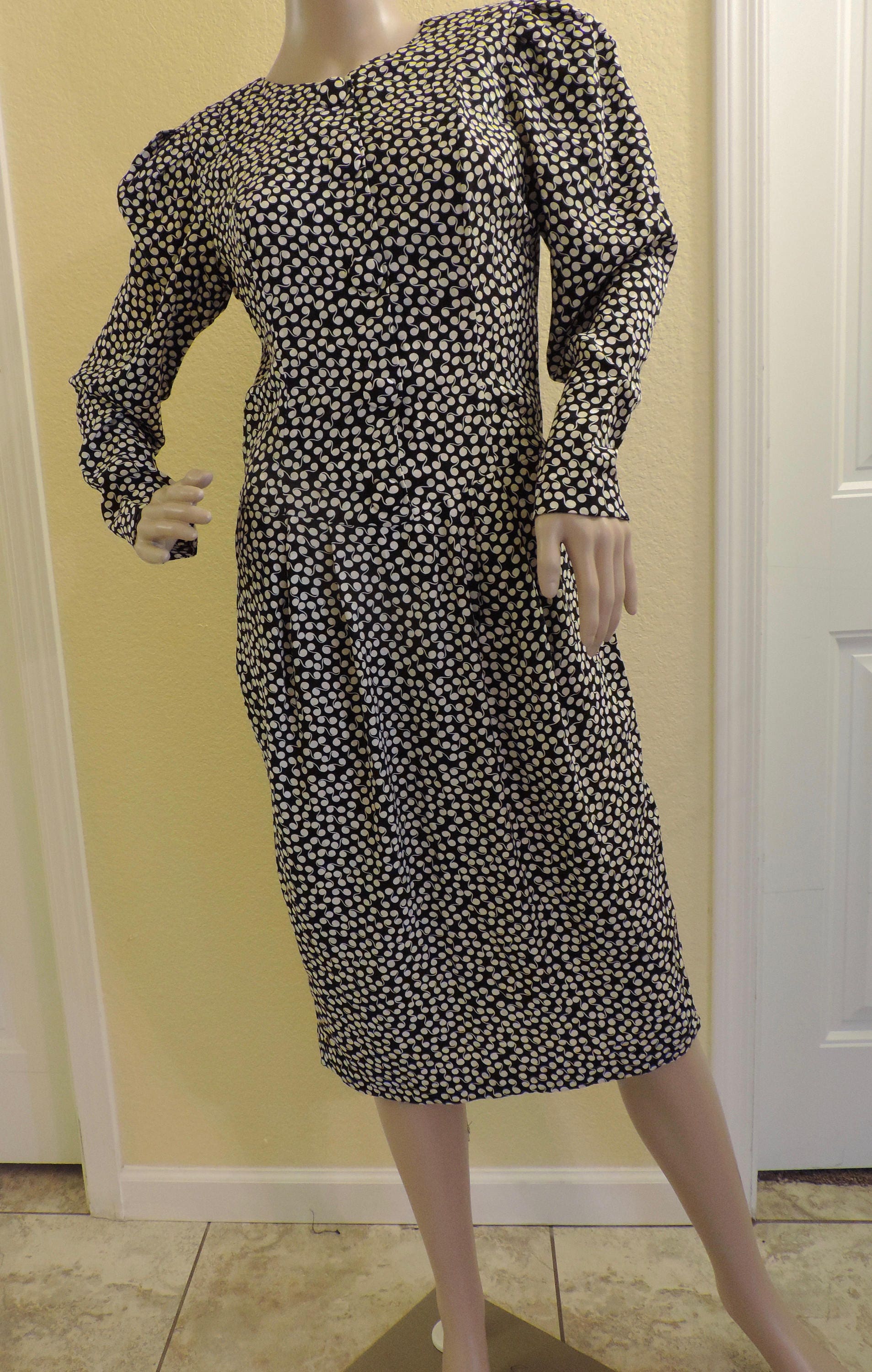 Vintage Schwarz, Grau Und Crème Muster Seidenkleid, Büro, Abend, Wiggle Kleid von LuLusClassicVintage