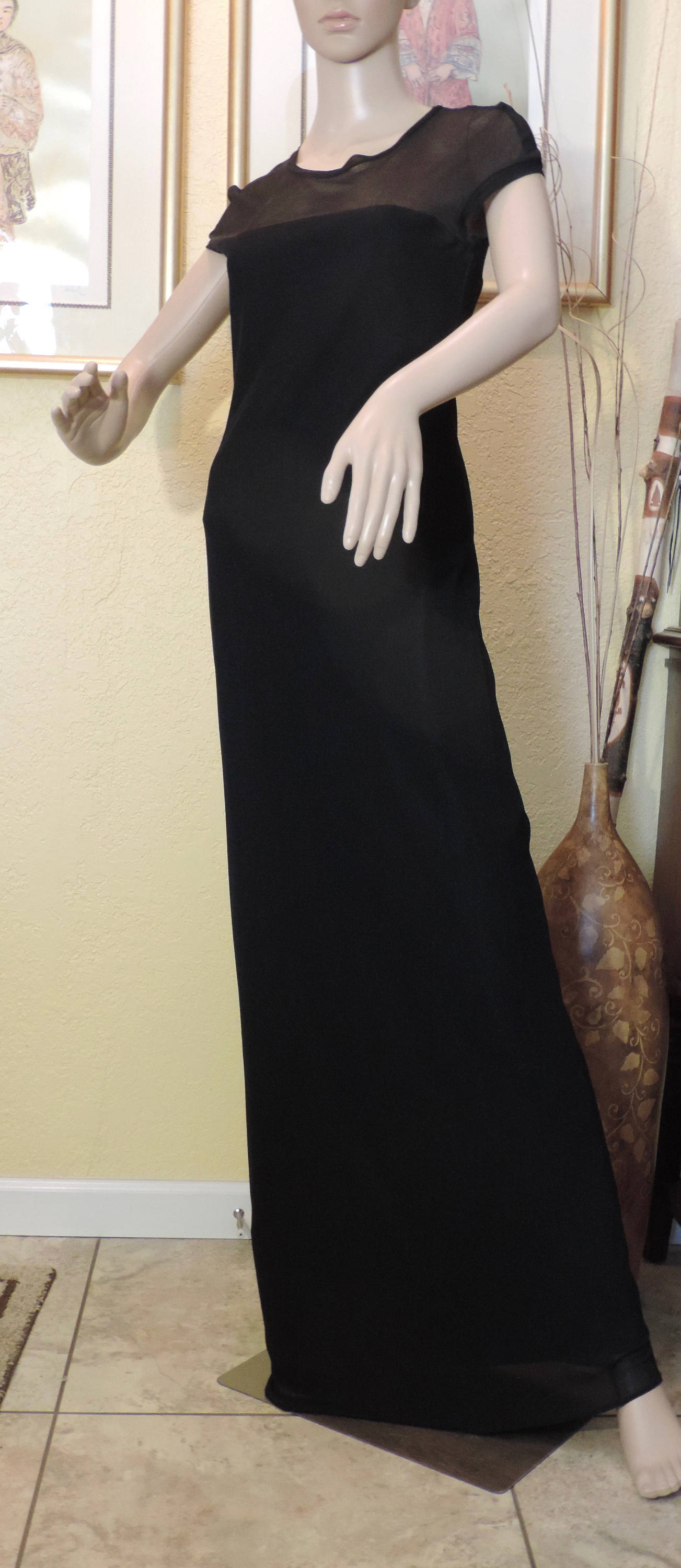 Vintage Schwarzer Abend, Party, Silvester Bodenlanges Kleid, Wäsche Von Shelli Segal, Größe 6 von LuLusClassicVintage