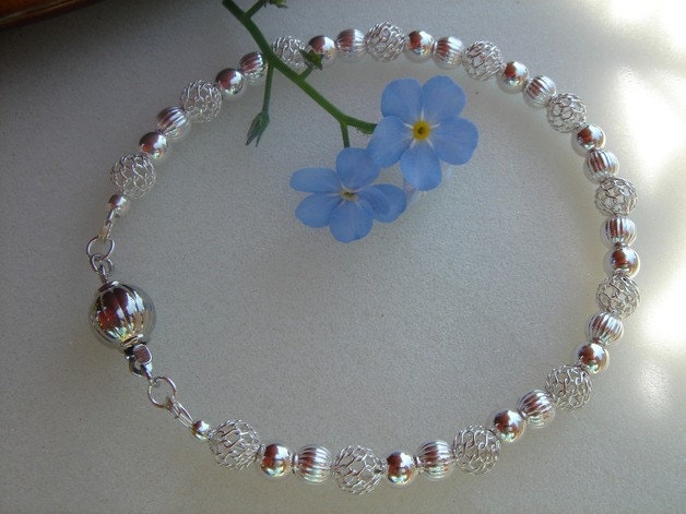 Kugel Armband Silber Silberarmband Kugeln Lu-0338 von LuNagarie