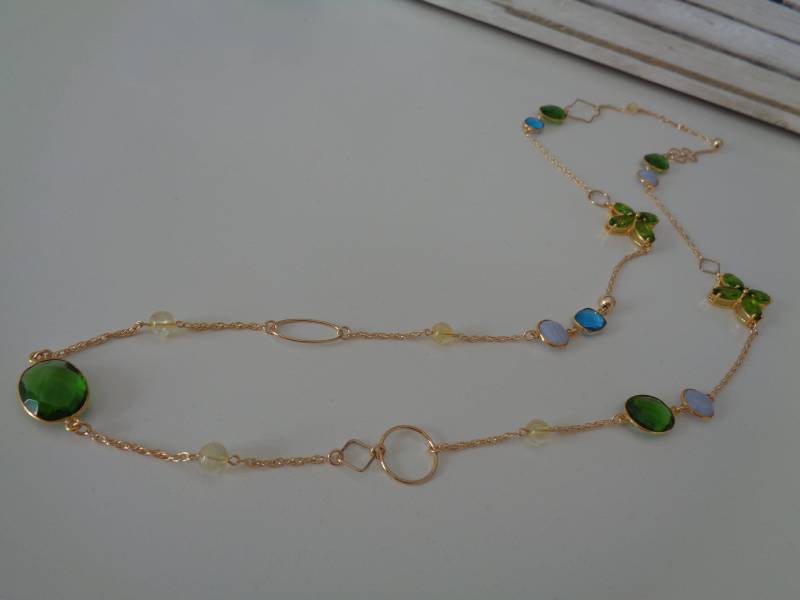 Lange Gold Kette Peridot Quarz 14K Filled, Lu-0131 von LuNagarie