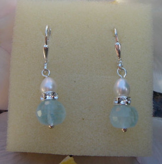 Ohrringe Mit Aquamarin U. Zuchtperlen An 925-Er Silber Zauberhaft von LuNagarie
