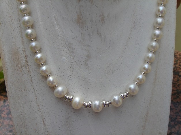 Perlenkette Silber Silberkette Perlen, Lu-0223 von LuNagarie