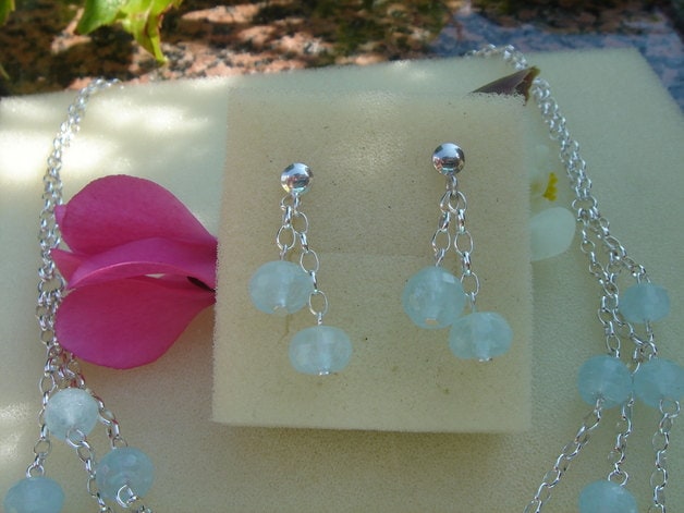 Silber Aquamarin Ohrringe in 925 Silber, Lu-0333 von LuNagarie