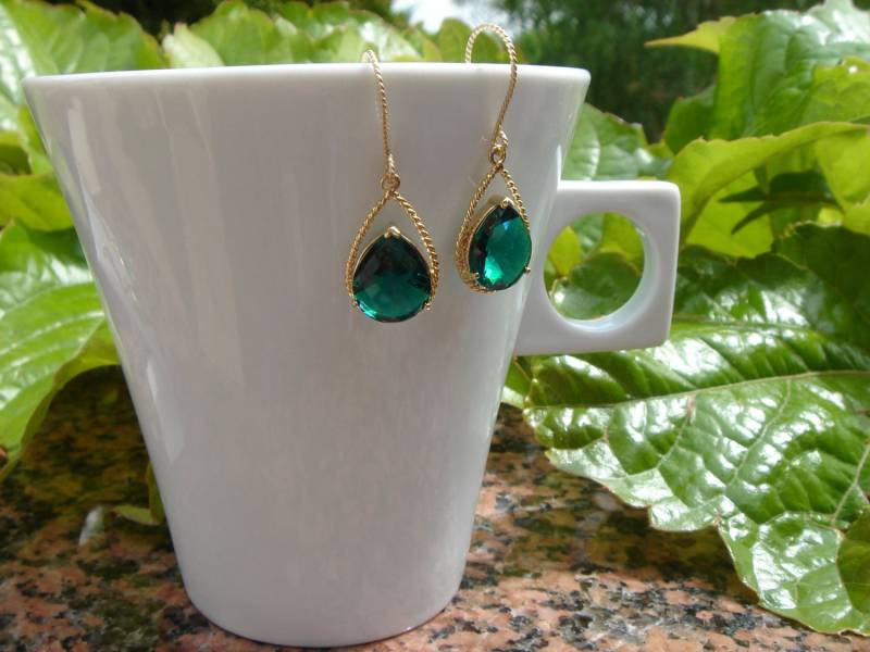 Tropfen Ohrringe Gold Vergoldet Glas, Lu-0369 Tropfen Ohrringe Gold Vergoldet Glas, Lu-0369 von LuNagarie