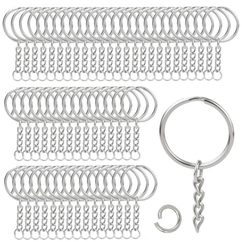 Luabue 100ST Schlüsselring mit Kette Schlüsselanhänger mit Spaltringe Schlüsselringe 25mm Schlüsselbund Schlüsselanhänger Selber Machen Keyring Chain für Schlüsselanhänger Basteln Silber Luabue 100ST Schlüsselring mit Kette Schlüsselanhänger mit Spaltringe Schlüsselringe 25mm Schlüsselbund Schlüsselanhänger Selber Machen Keyring Chain für Schlüsselanhänger Basteln Silber von Luabue
