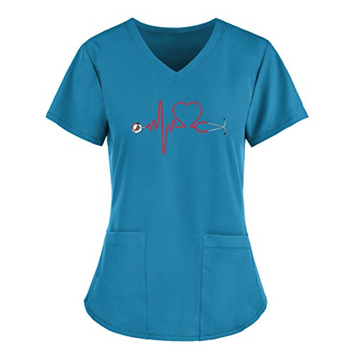 Arbeitskleidung Damen, Schlupfkasack Mit Taschen Große Größen Arbeitskleidung Uniformen Kurzarm Arbeitskittel Medizinische Übergröße Kittel Kasaks Tunika Shirt Uniform von Luadnysin
