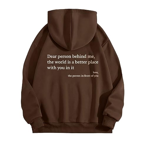 Dear Person Behind Me Hoodie You Are Enough Hoodie Print Kawaii Hoodie Y2K Oversized Vintage Pullover Basic Clothes Women T-Shirt Aesthetic Grauer Artizia Hoodie Preppy Kleidung Langarm Sweatshirt von Luadnysin