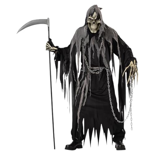 Luadnysin Horror Halloween Kostüm Damen Herren Zombie Gruseliges Ghul mit Kapuze Dark Sensenmann Geister für Karneval Cosplay Mot Arty für Erwachsene von Luadnysin