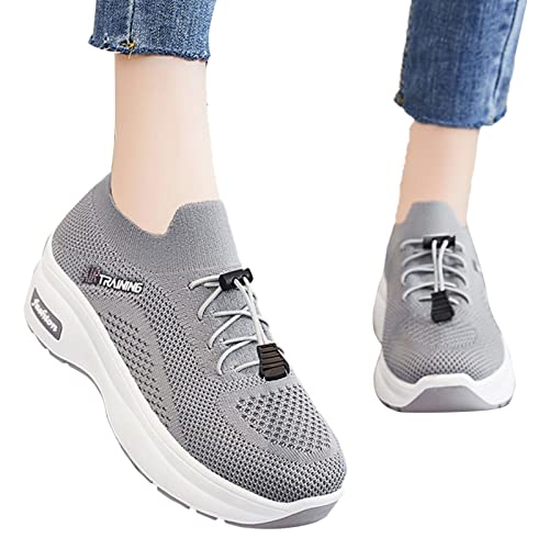 Laufschuhe Damen Sommer Elegant Sommerschuhe Sport Weiss Joggingschuhe Flache Plateau Walkingschuhe Frauen Bequeme Leichte rutschfest Atmungsaktive Sneaker Laufschuhe Turnschuhe Sportschuhe von Luadnysin