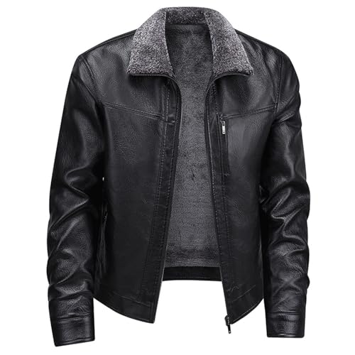 Leather Jacket Men Lederjacke Herren Echtleder Kunstlederjacke Winterjacke Jacke Motorrad Vintage Ledermantel Motorradjacke Braun Fliegerjacke Winter Bikerjacke Pilotenjacke Blouson Leder Cyberpunk von Luadnysin