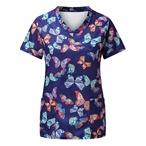 Luadnysin Arbeitskittel Damen, Schlupfkasack Altenpflege Pflege Bluse Kittel Kurzarm Tops Arzt Casual Berufskleidung Schlupfhemd Arbeitskleidung Berufsbekleidung von Luadnysin