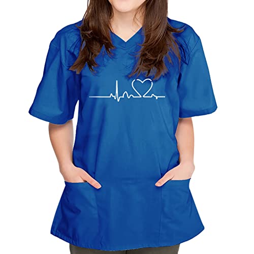 Luadnysin Berufsbekleidung Pflege Damen, Kasack Große Größen Altenpflege Arbeitskleidung Uniformen Pflege Kostüm Bunt Medizinische Berufskleidung Pflegebekleidung Kittel Kassak von Luadnysin
