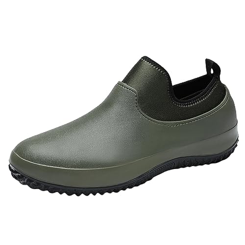 Luadnysin Gartenschuhe Herren Bequem Atmungsaktiv Mode Stiefeletten Gummistiefeletten Rain Boots Men Kurz Wasserdicht Gartenstiefel Gummischuhe Outdoor Grün 40 von Luadnysin