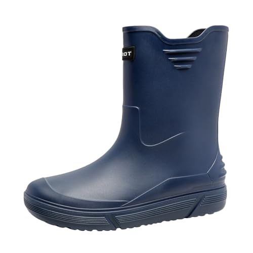 Luadnysin Gartenschuhe Herren Halbhoch Unisex-Erwachsene Wasserdicht Regenschuhe Rain Boots Men Mode Pvc Gartenstiefel Gummistiefeletten Outdoor Blau 40 von Luadnysin