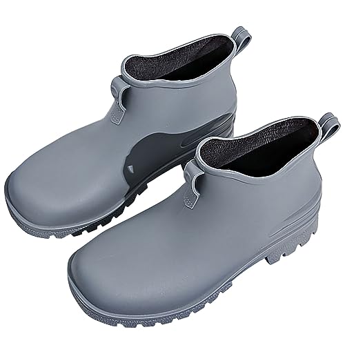 Luadnysin Gartenschuhe Herren Mode Atmungsaktiv Unisex-Erwachsene Gummistiefeletten Regenschuhe Rain Boots Men Kurz Bequem Gartenstiefel Gummischuhe Outdoor Grau 43 von Luadnysin