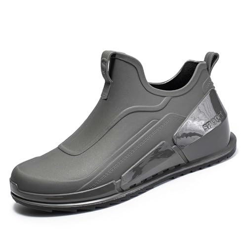 Luadnysin Gummistiefel Herren Wasserdicht Unisex-Erwachsene Atmungsaktiv Gartenstiefel Rain Boots Men Kurz Mode Stiefeletten Gartenschuhe Outdoor Grau 41 von Luadnysin