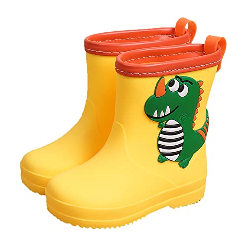Luadnysin Gummistiefel Jungen Mädchen Federleichte Kleinkind Stiefel Halbschaft Wasserdichte Regenstiefel Regenschuhe Rain Boot Kids Gelb 29.5 von Luadnysin