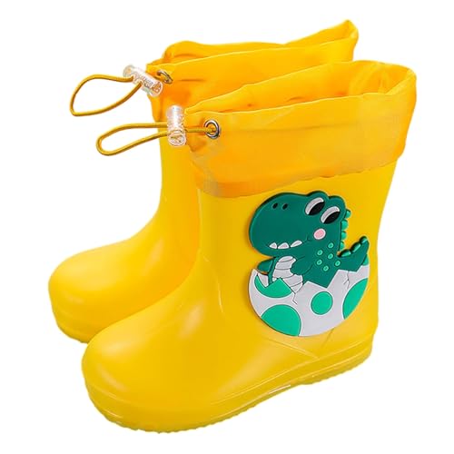 Luadnysin Gummistiefel Jungen Mädchen Halbschaft Federleichte Kinderstiefel Kleinkind Leichte Stiefeletten Regenschuhe Rain Boot Kids Gelb 23 von Luadnysin