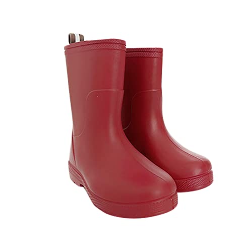 Luadnysin Gummistiefel Jungen Mädchen Leichte Halbschaft Regenschuhe Federleichte Bequeme Stiefeletten Regenstiefel Mit Rutschfeste Sohle Rot 28.5 von Luadnysin