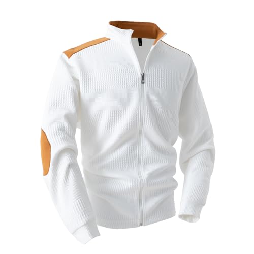 Luadnysin Herren Sommerjacke Leichte Freizeit Outdoor Freizeitjacke Frühlingsjacke Übergangsjacke Langarm Windbreaker Summer Jacket for Men Sportjacke Pilotenjack Weiß XXL von Luadnysin