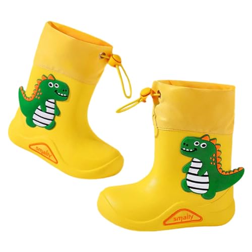 Luadnysin Kinder Gummistiefel Jungen Mädchen Kleinkind Wasserdichte Regenschuhe Halbschaft Leichte Stiefeletten Regenstiefel Mit Rutschfeste Sohle Gelb 26 von Luadnysin