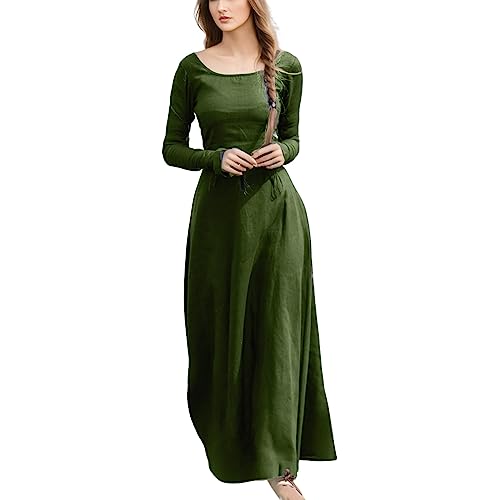 Luadnysin Mittelalter Kleidung Damen Kostüm Retro Halloween Hexenkostüm Größen Große 19 Jahrhundert Fantasy Lang Piratenkostüm Steampunk Dress Mittelalterkleider Cocktailkleid Grün M von Luadnysin