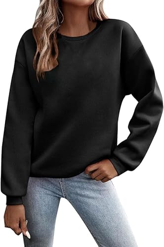 Luadnysin Pullover Damen Sweatshirt Farbblock Langarm Rundhals Pulli Herbst Winter Frauen Locker Casual Oberteil Sport Streetwear Sweatshirts ohne Kapuze Langarmshirt von Luadnysin